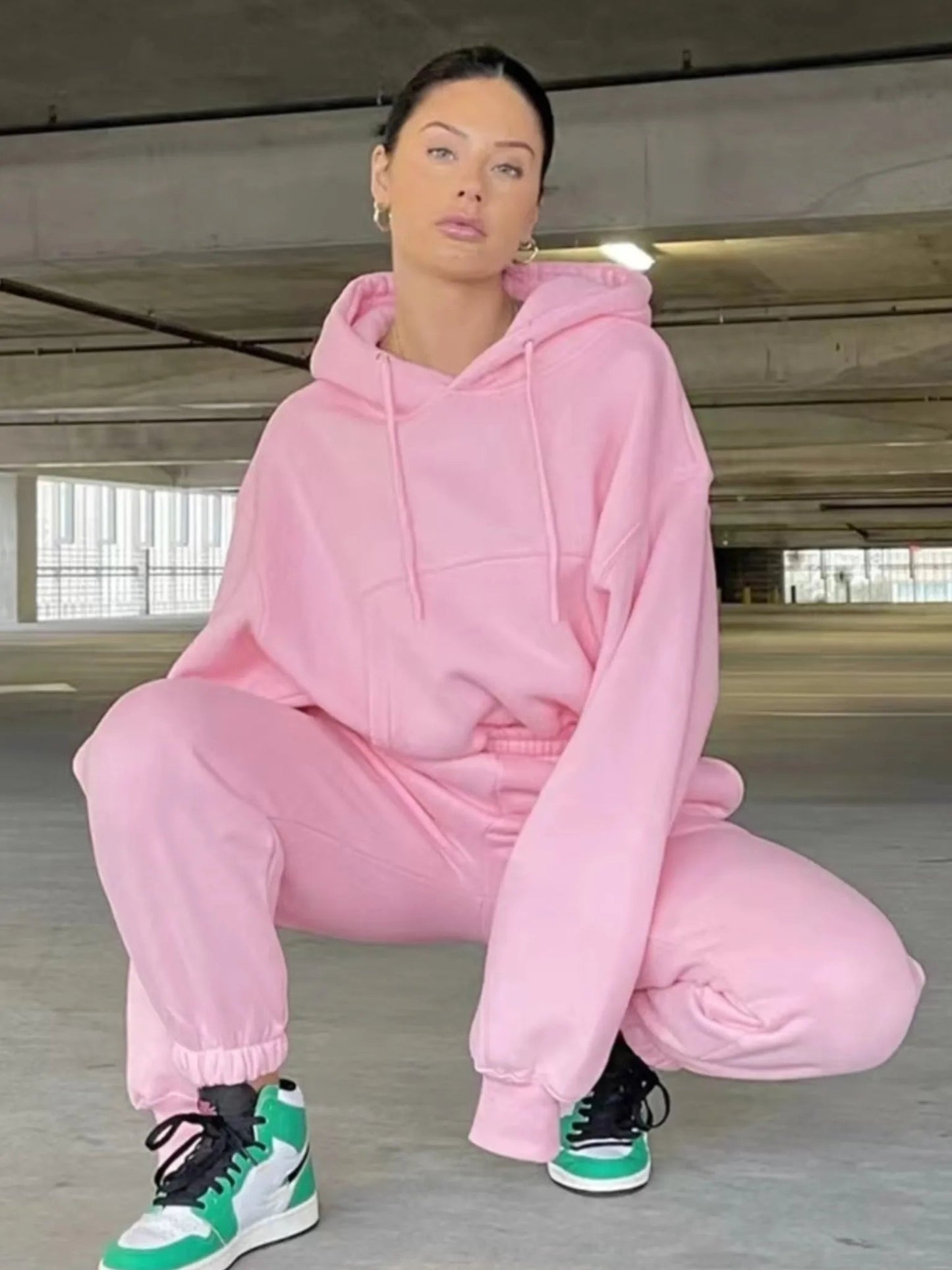 Casual New Fashion Hoodies Suit Women Winter Spring Solid Tracksuit Two Pieces Set Sports Pullover Sweatpants Sweatshirt Mujer