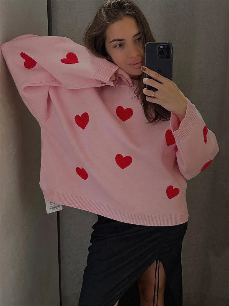 Casual Kawaii Loose Sweater Pullover For Women Fashion Long Sleeve High Street Printed Camisola Female Patchwork Sweater