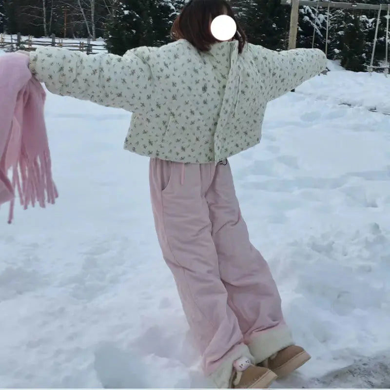 Winter New Pants Diamond Lattice Loose Cute Patchwork Warm Waterproof Cotton Pants Student Fashion Pantalones De Mujer