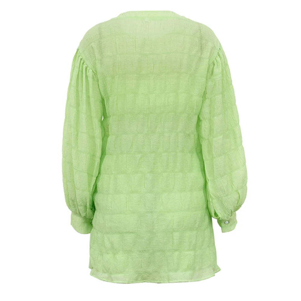 Women White 3 Piece Sets Summer Casual Lantern Long Sleeve Cardigan Tops Shorts Suits Lady Spring Soft Three Piece Outfit