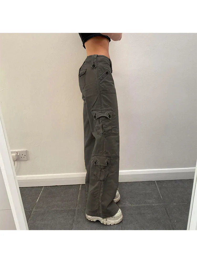 Woman Streetwear Jeans Preppy Style Denim Fashion Pants Elegant Trousers Casual Cargo Pants Allmatch Straight Leg Solid Color