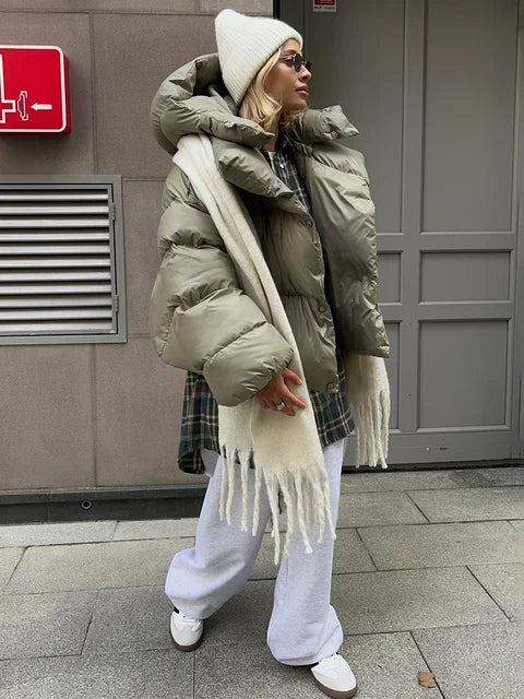 Thick Parkas Long Sleeve Top Women Autumn Winter Warm Coat Women’s Street Fashion Hoodies Woman Cotton-padded Jacket 2025