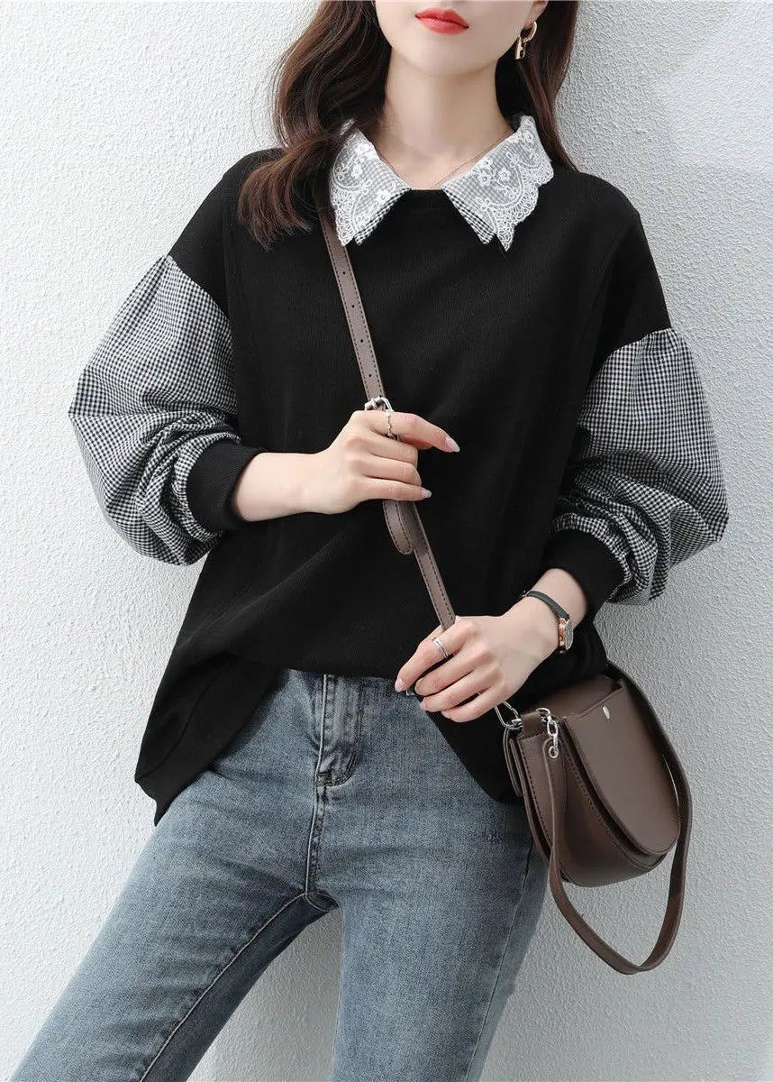 Women False Two Pieces Cotton Sweatshirt Fall