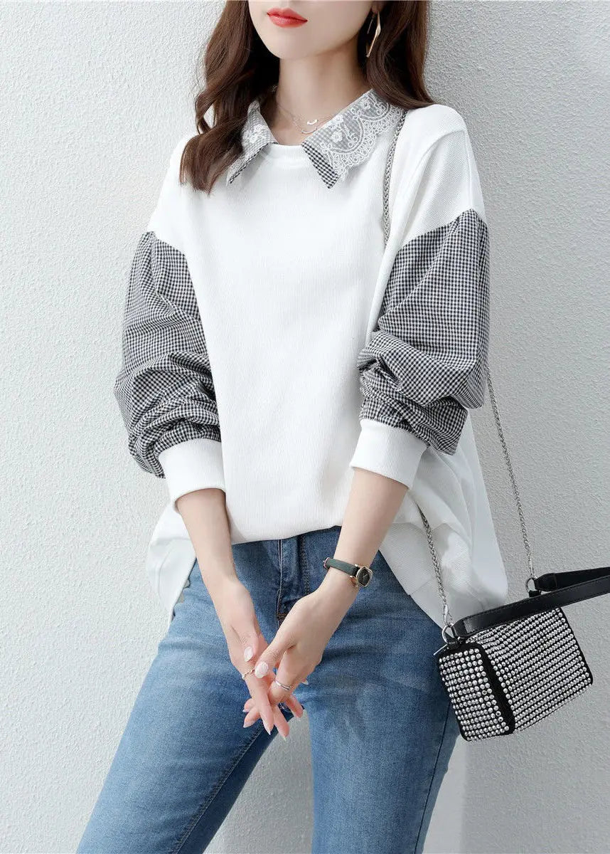 Women False Two Pieces Cotton Sweatshirt Fall