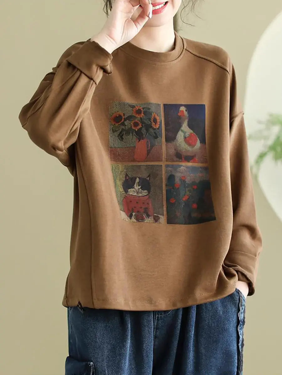 Women Print Spring Sweatshirt