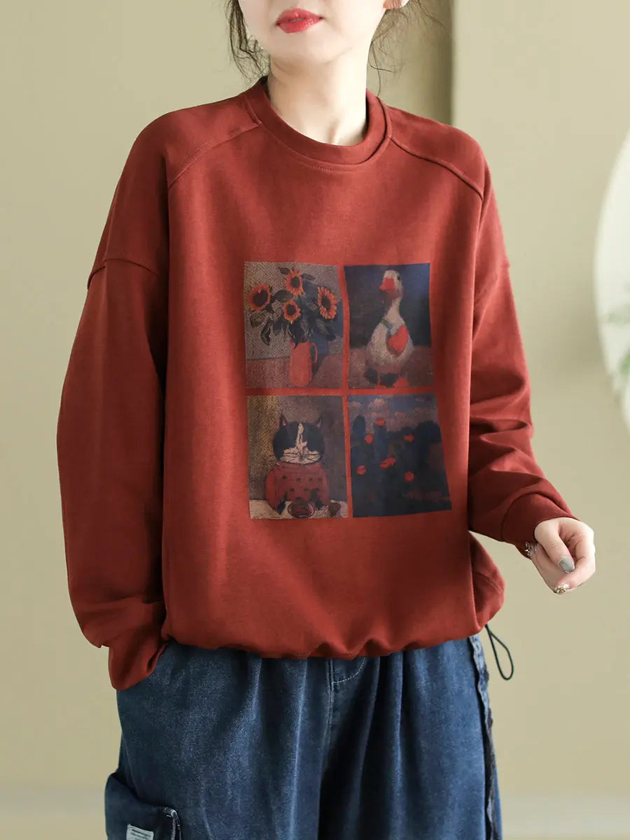 Women Print Spring Sweatshirt