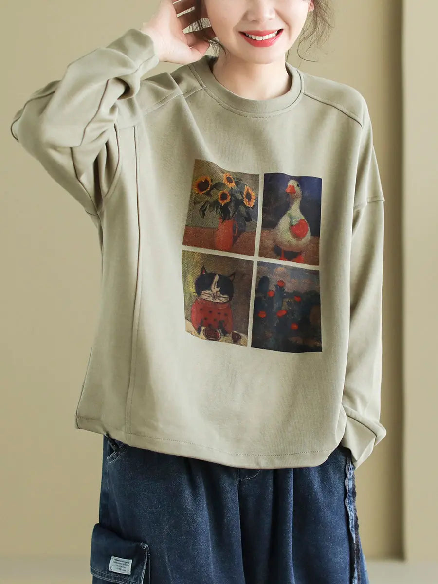 Women Print Spring Sweatshirt