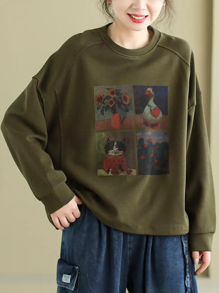 Women Print Spring Sweatshirt
