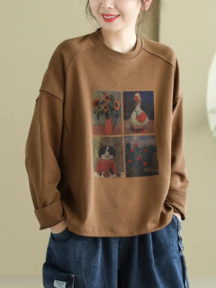 Women Print Spring Sweatshirt