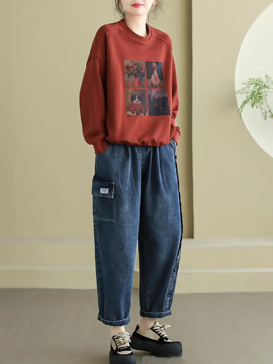 Women Print Spring Sweatshirt