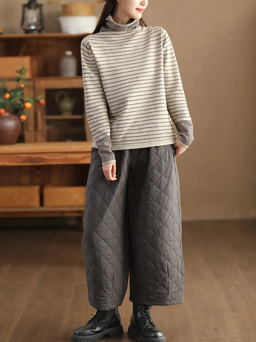 Women Spliced Turtleneck Warm Sweatshirt