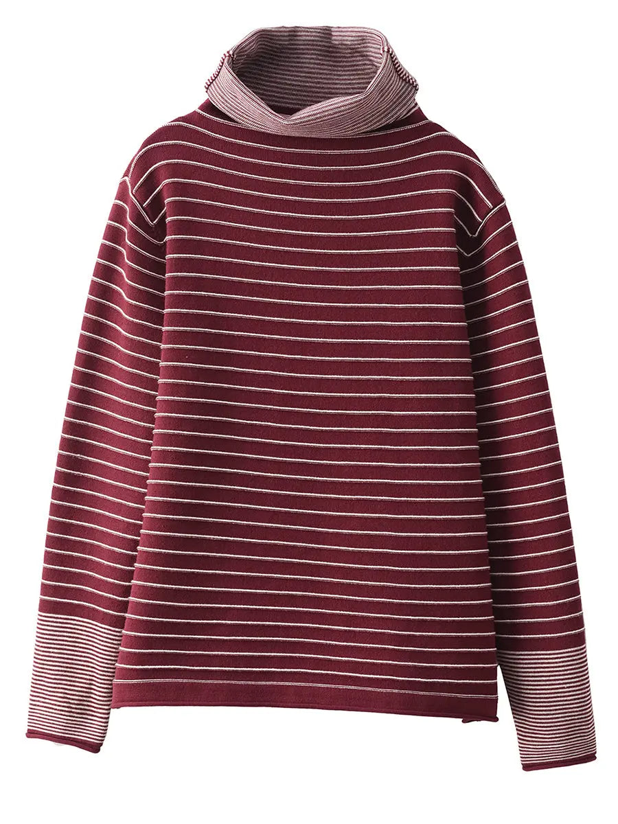 Women Spliced Turtleneck Warm Sweatshirt