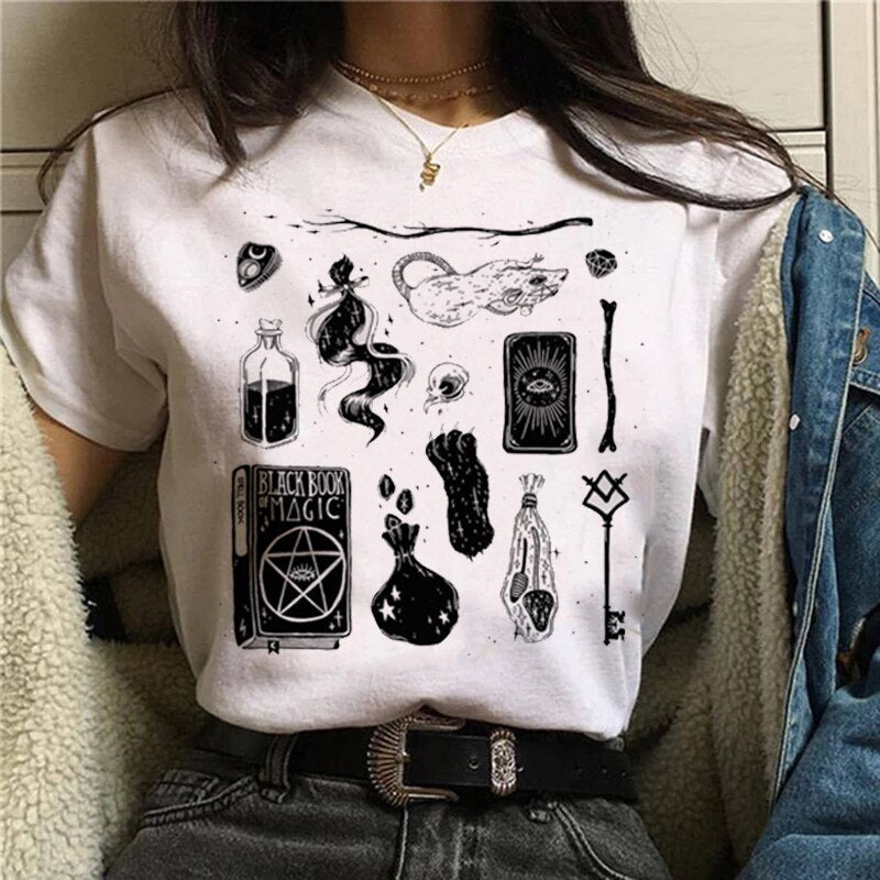 Women T-shirt Cartoon Witch Magic Kawaii Tshirt