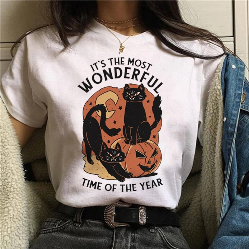 Women T-shirt Cartoon Witch Magic Kawaii Tshirt