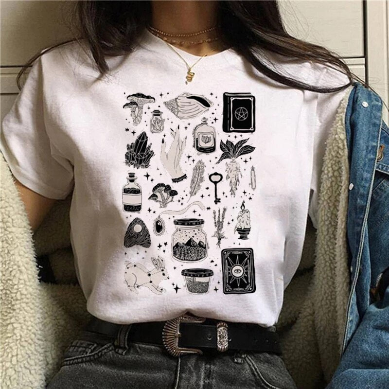 Women T-shirt Cartoon Witch Magic Kawaii Tshirt