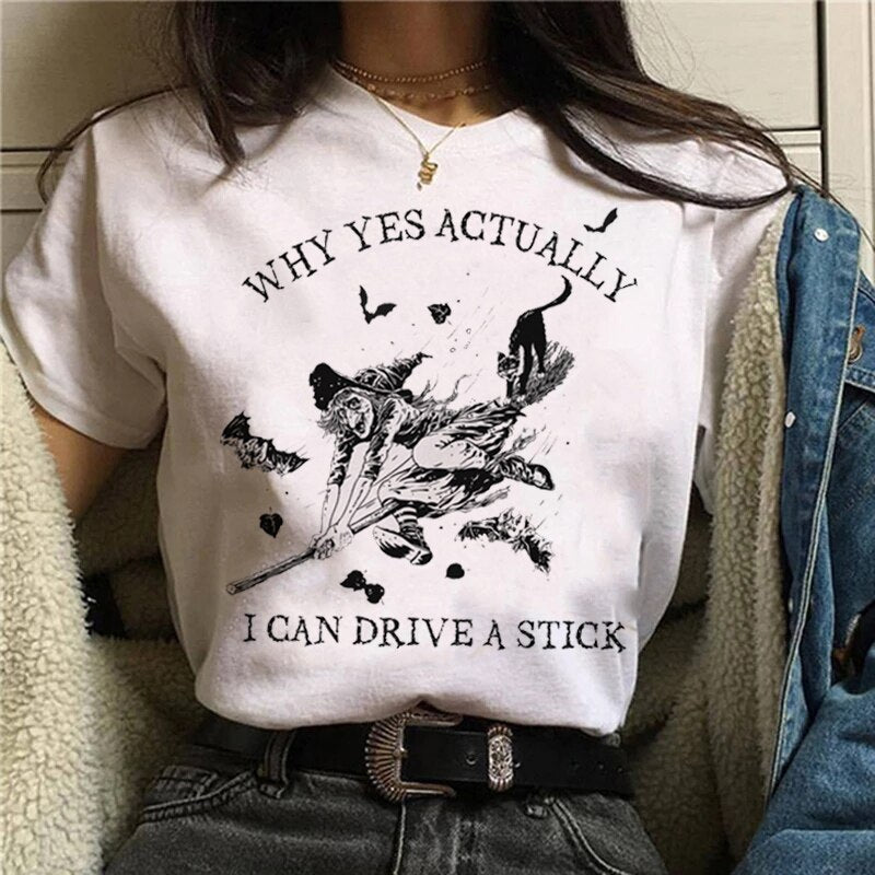 Women T-shirt Cartoon Witch Magic Kawaii Tshirt