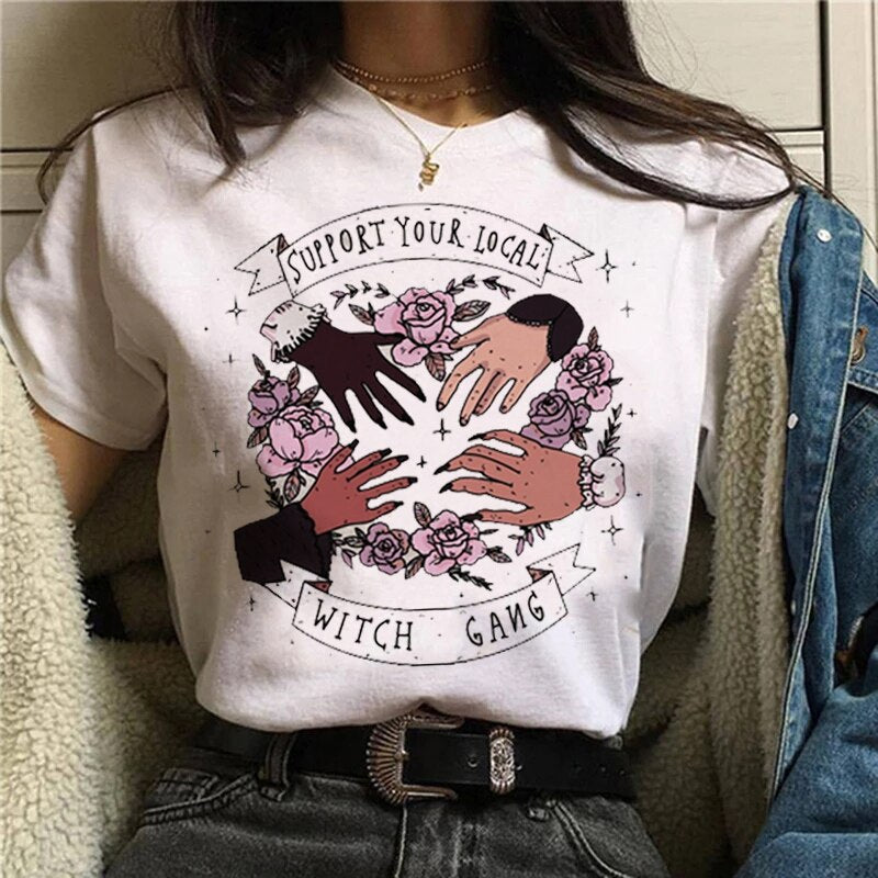 Women T-shirt Cartoon Witch Magic Kawaii Tshirt