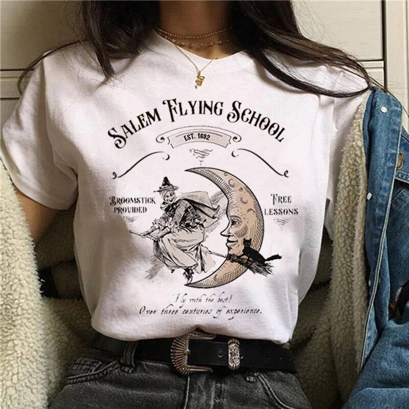 Women T-shirt Cartoon Witch Magic Kawaii Tshirt