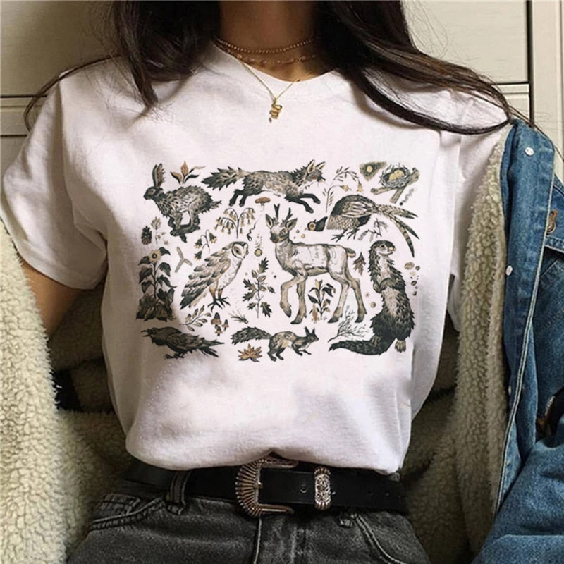 Women T-shirt Cartoon Witch Magic Kawaii Tshirt