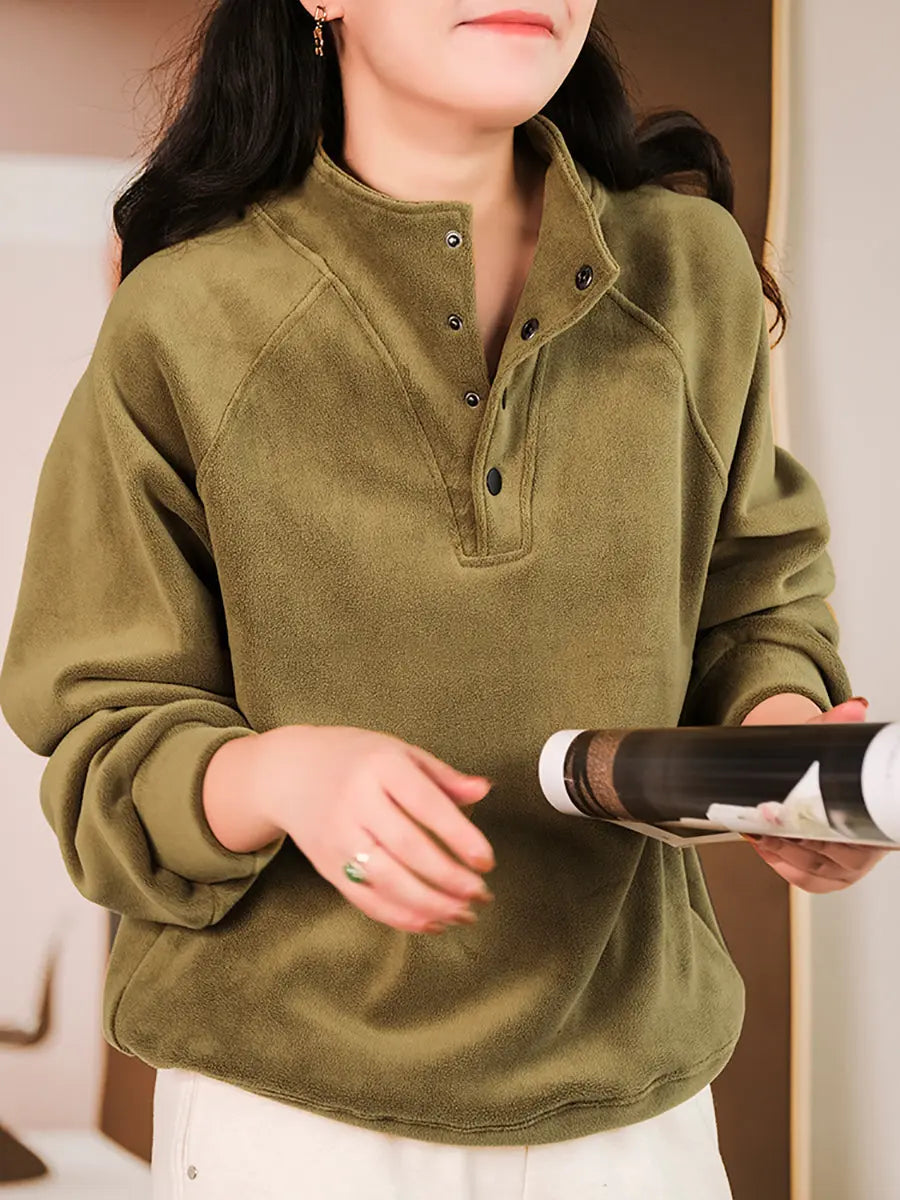 Women Solid Thicken Sweatshirt