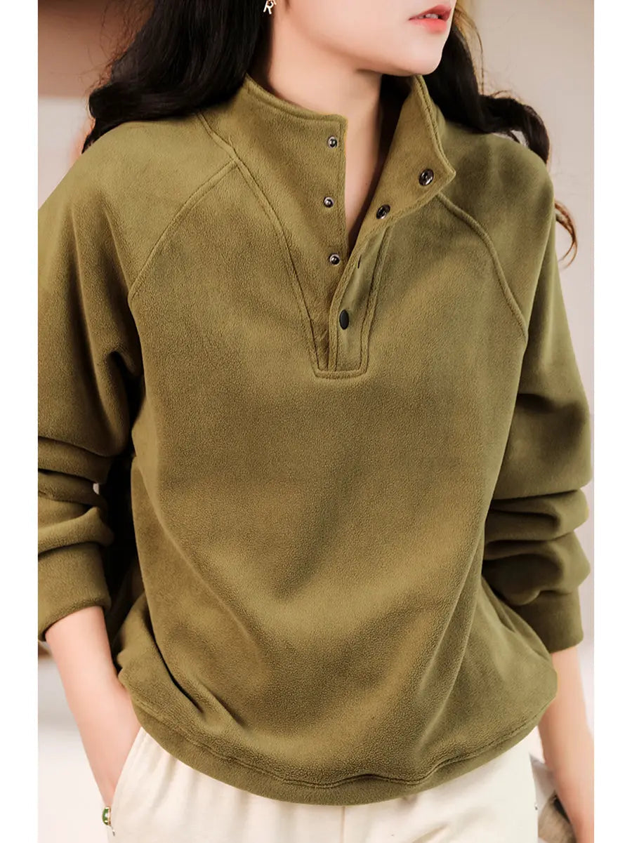 Women Solid Thicken Sweatshirt