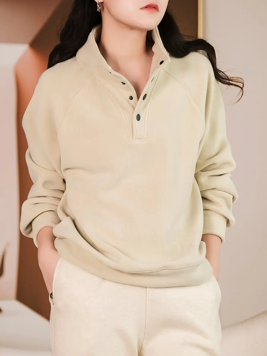 Women Solid Thicken Sweatshirt