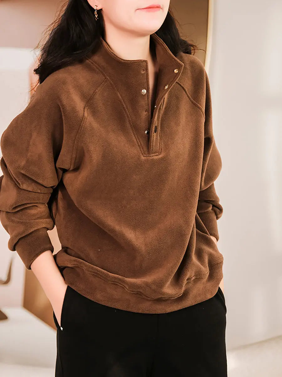 Women Solid Thicken Sweatshirt