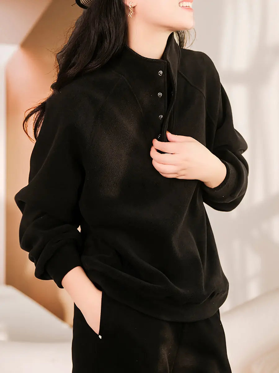 Women Solid Thicken Sweatshirt
