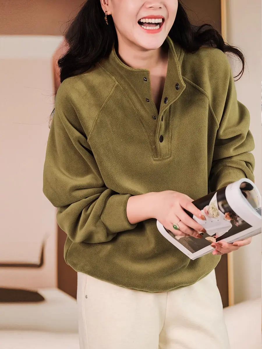 Women Solid Thicken Sweatshirt