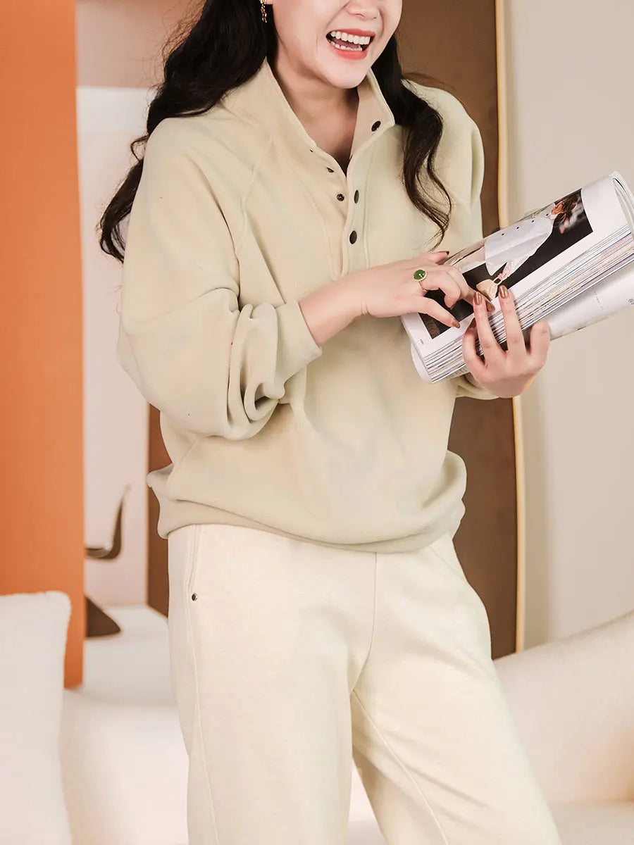 Women Solid Thicken Sweatshirt