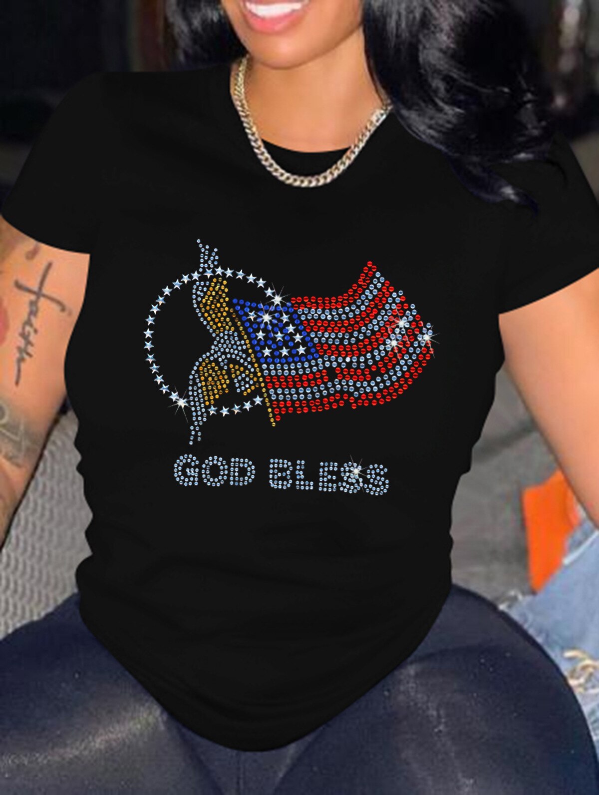 Casual Bricked Letter Print T-Shirts