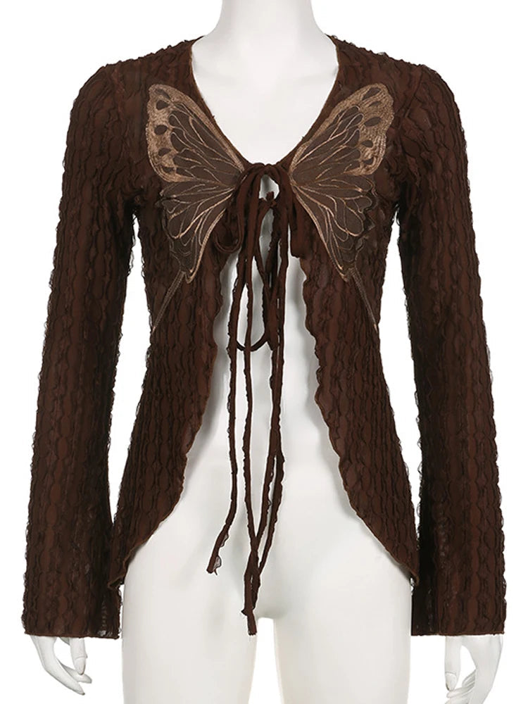 2024 Vintage 2000s Grunge Lace-Up Cardigans