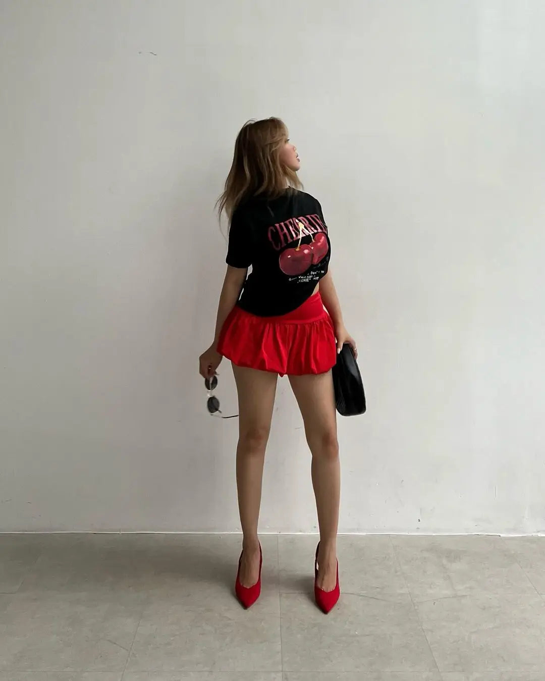 Y2K Cherry Graphic T-shirt Skirt Set