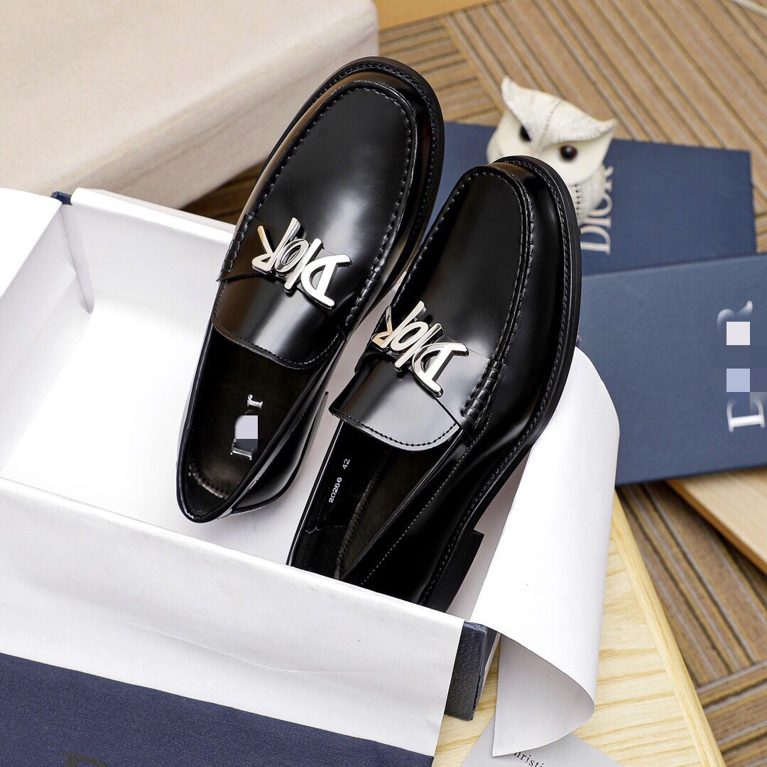 Black Leather New Fashion D Logo Men's LoafersXC052025072506