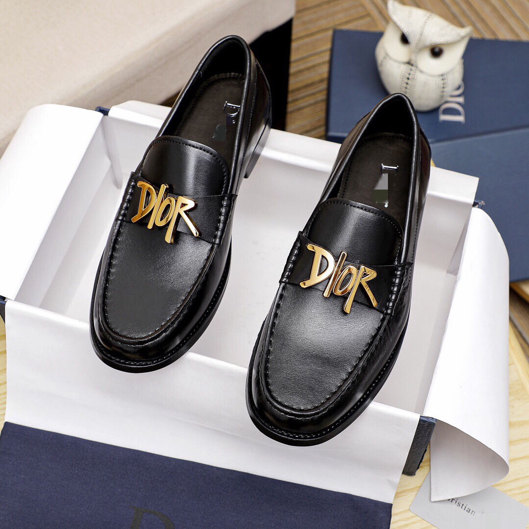 Black Leather New Fashion D Logo Men's LoafersXC052025072506