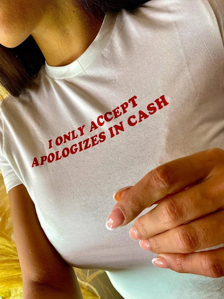 White Letter Graphic Vintage T-shirt