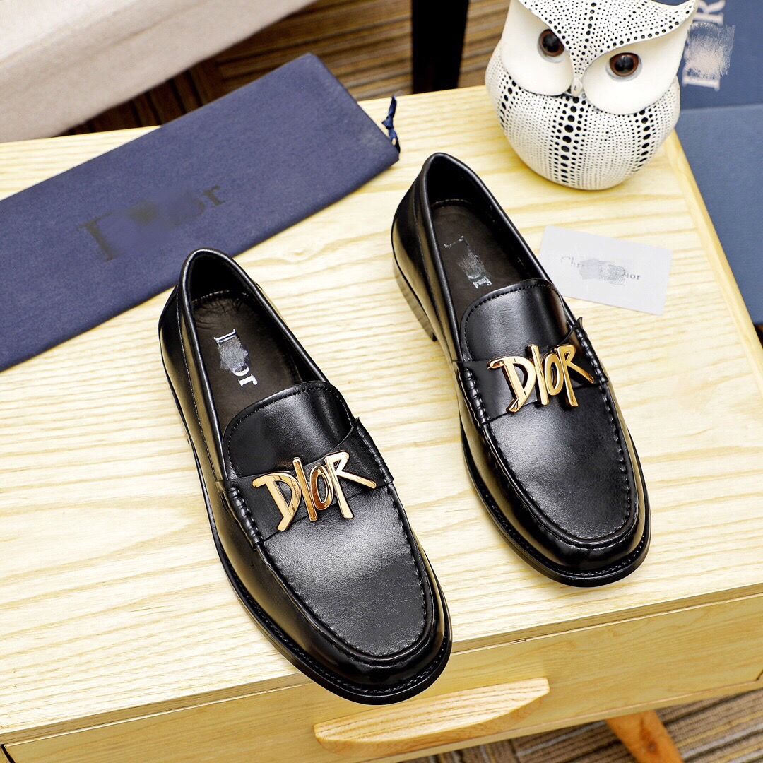 Black Leather New Fashion D Logo Men's LoafersXC052025072506