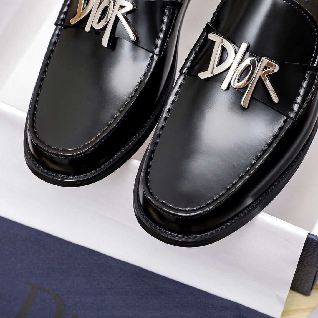 Black Leather New Fashion D Logo Men's LoafersXC052025072506
