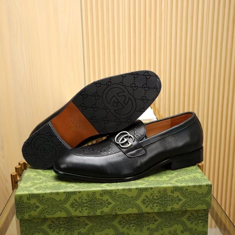 Black Leather New Fashion D Logo Men's LoafersXC052025072506