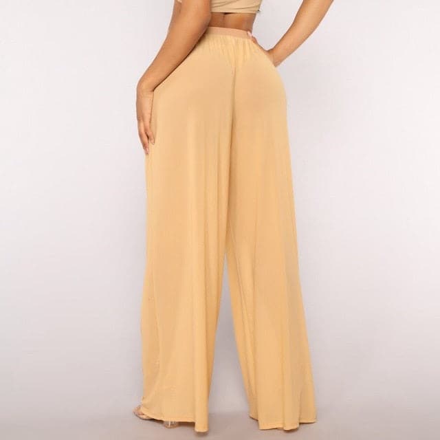 Women See Through Boho Wide Leg Pants