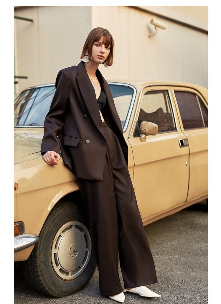Women Pant Suit Loose Blazer Set