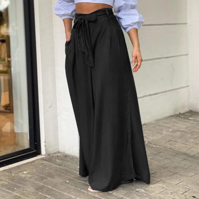 Women High Waist Long Pants Denim Maxi Pants