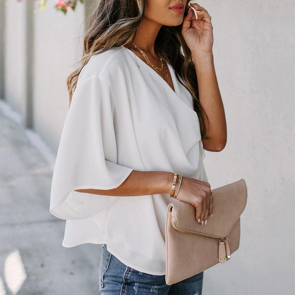 Women Fashion V Neck T-shirter