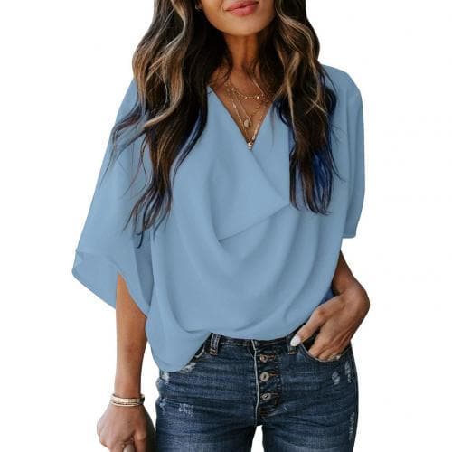 Women Fashion V Neck T-shirter