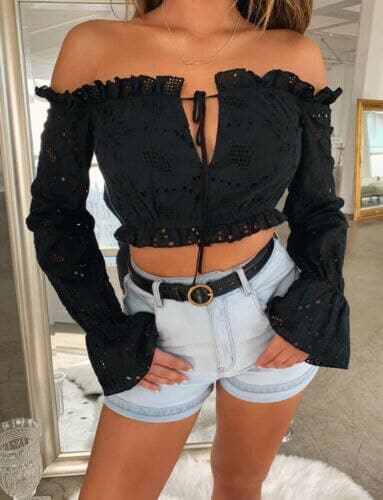 Womens Long Sleeve Sexy V Neck T-Shirt