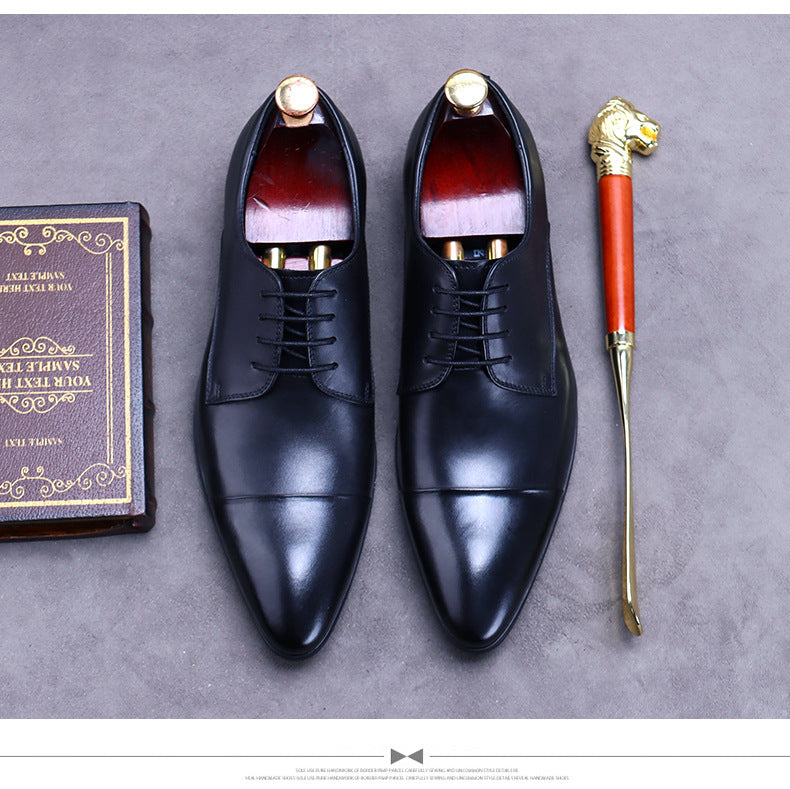 Classic Men's Leather Lace Up Casual Trendy Dress Shoes