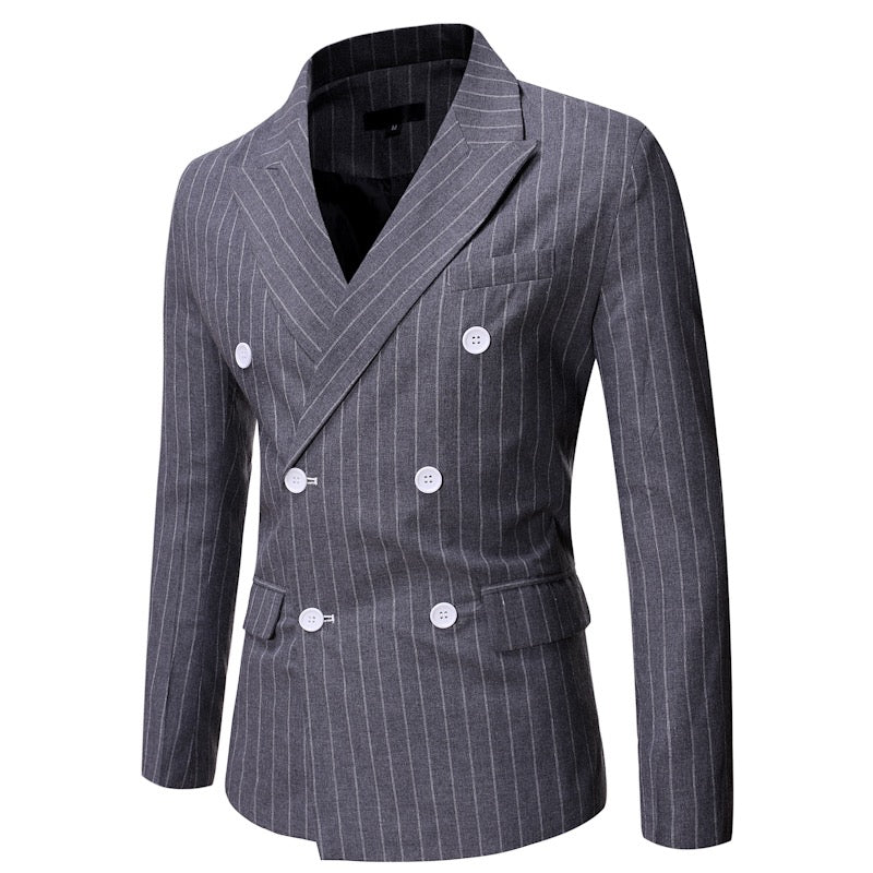 New Striped Casual Double Breasted Blazer