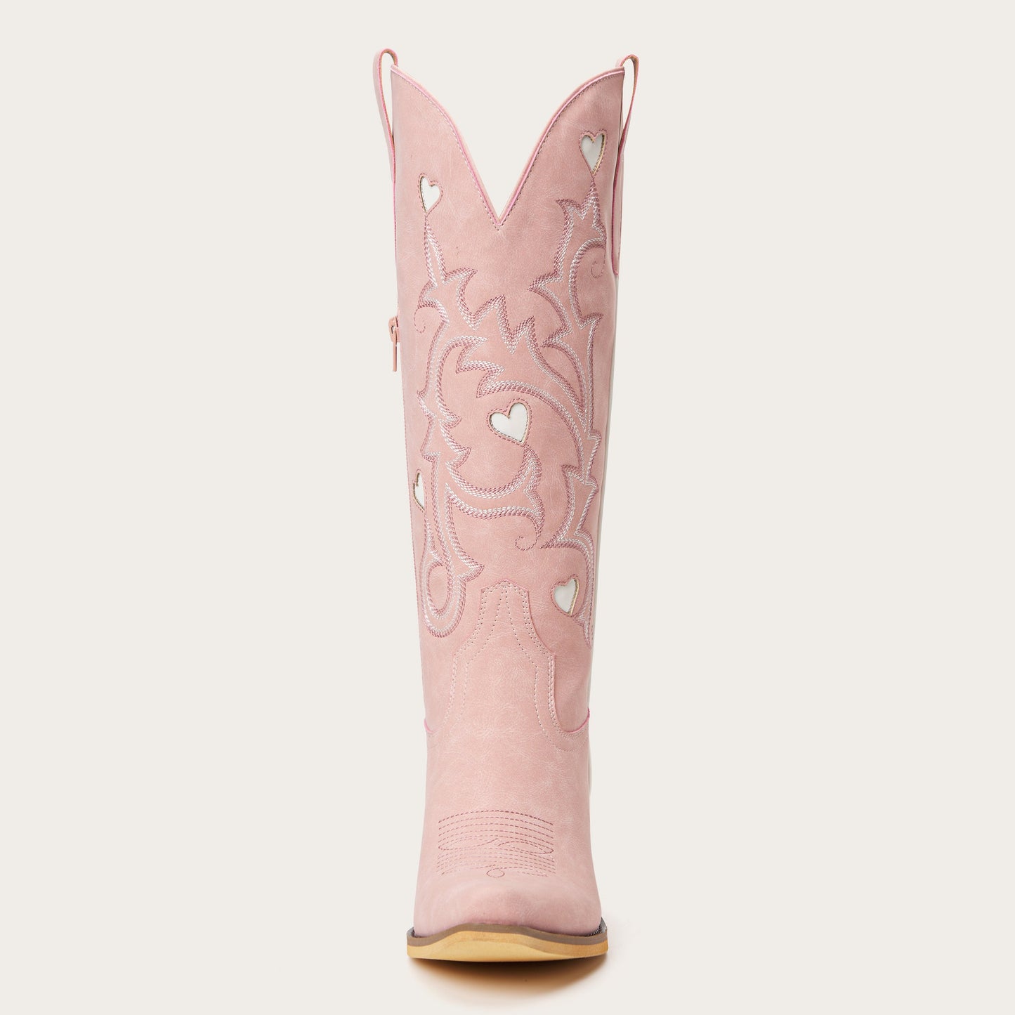 The Hallie – Pink Heart Cutouts Embroidered Western Cowgirl Boots
