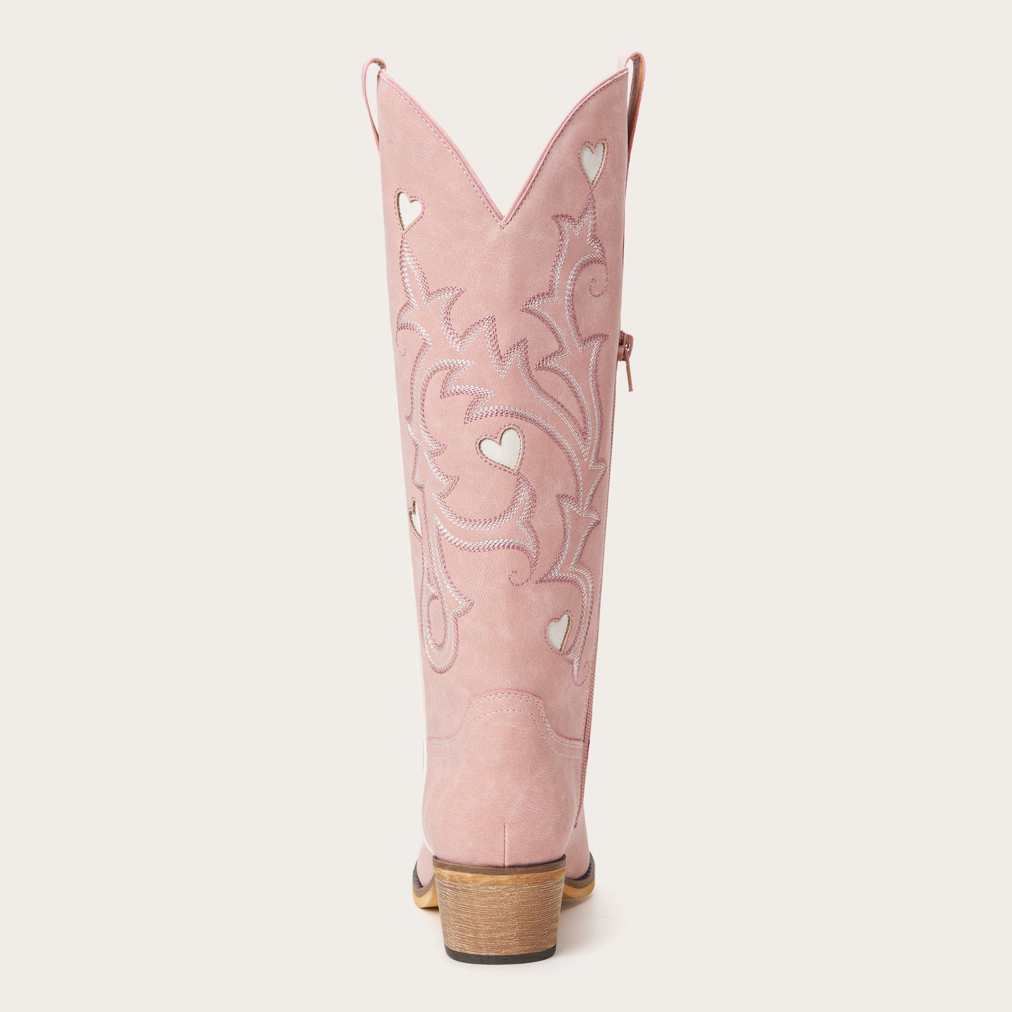 The Hallie – Pink Heart Cutouts Embroidered Western Cowgirl Boots