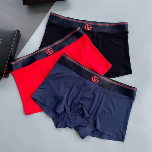 3 pairs of men's superior ice silk inner pants, soft and absorbent (gift box)